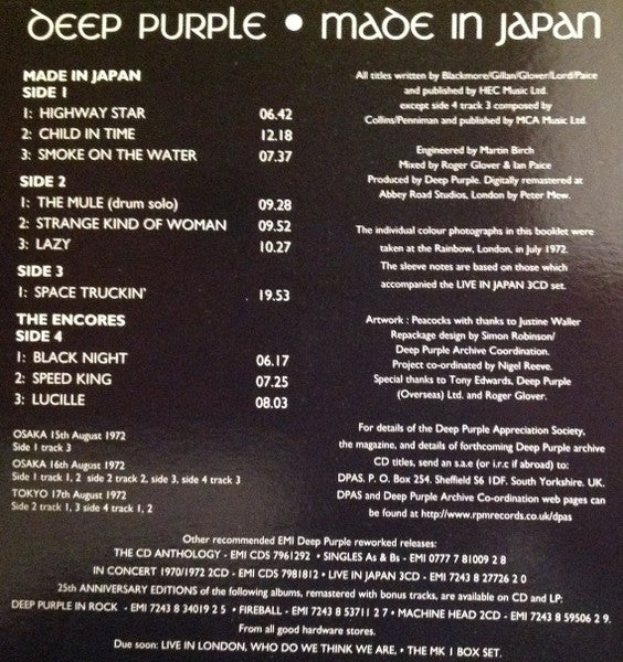 Deep Purple - Made In Japan (2xVinyl, LP, Album, Limited Edition, Numbered, Reissue, Remastered) Very Good Plus (VG+) / Very Good Plus (VG+)