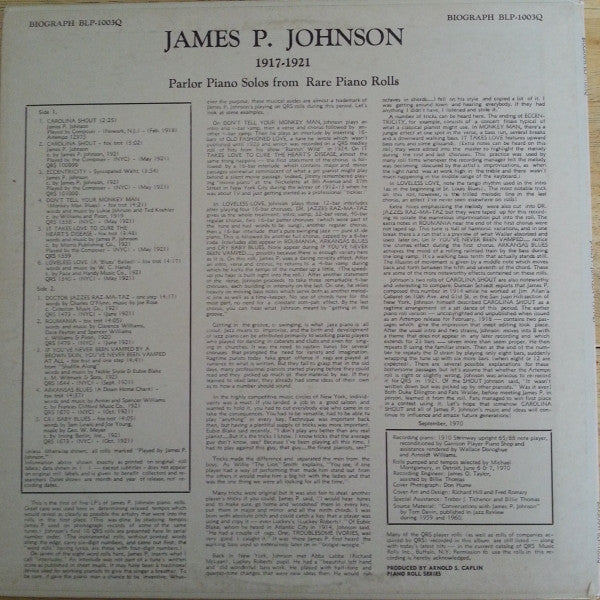 James Price Johnson - 1917-21 (Vinyl, LP, Compilation) Very Good (VG) / Very Good Plus (VG+)