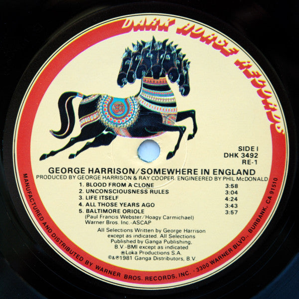 George Harrison - Somewhere In England (Vinyl, LP, Album, Stereo)