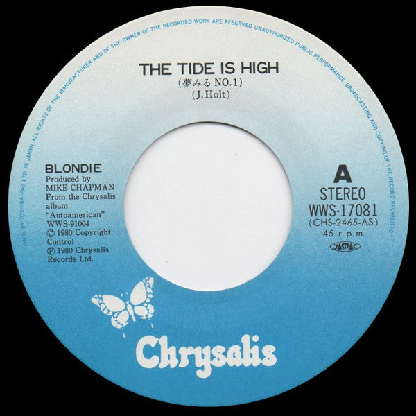 Blondie - 夢みるNo.1 = The Tide Is High (Vinyl, 7", 45 RPM, Single, Stereo) Near Mint (NM or M-) / Very Good Plus (VG+)