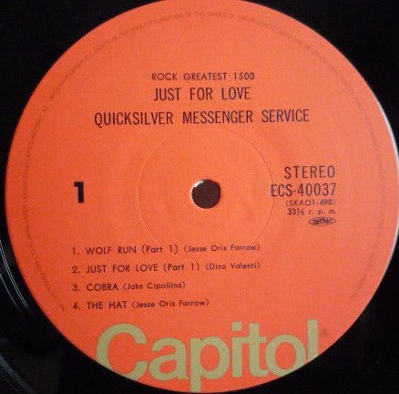 Quicksilver Messenger Service - Just For Love (Vinyl, LP, Album, Reissue) Near Mint (NM or M-) / Very Good Plus (VG+)