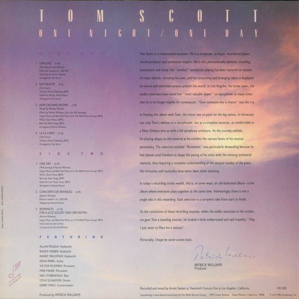 Tom Scott - One Night / One Day (Vinyl, LP, Album) Very Good (VG) / Very Good (VG)