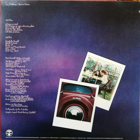 Iain Matthews - Stealin' Home (Vinyl, LP, Album, Stereo) Good Plus (G+) / Very Good (VG)