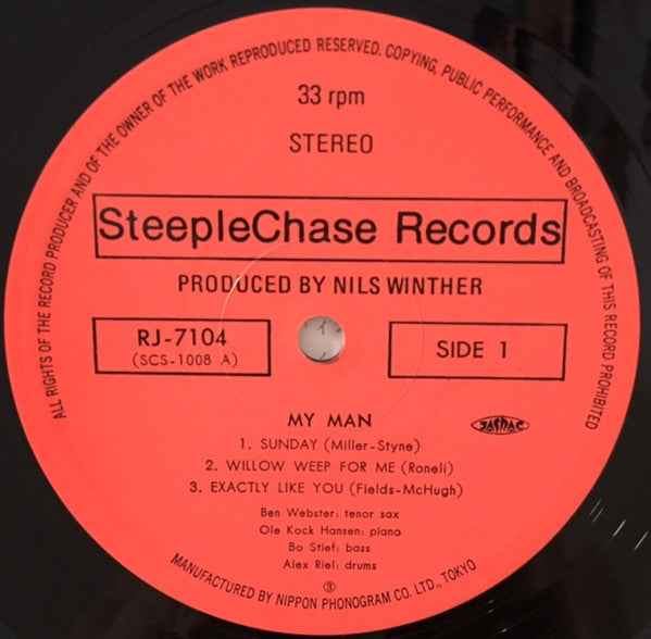 Ben Webster - My Man - Live At Montmartre 1973 (Vinyl, LP, Album, Stereo) Very Good (VG) / Very Good (VG)