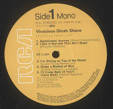 Dinah Shore - Vivacious (Vinyl, LP, Album, Reissue, Mono) Near Mint (NM or M-) / Very Good Plus (VG+)