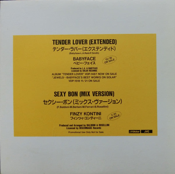 Babyface - Tender Lover (Extended) / Sexy Bon (Mix Version) (Vinyl, 12", 45 RPM, Promo, Stereo) Very Good (VG) / Very Good (VG)