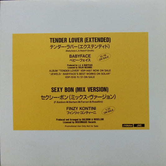 Babyface - Tender Lover (Extended) / Sexy Bon (Mix Version) (Vinyl, 12", 45 RPM, Promo, Stereo) Very Good (VG) / Very Good (VG)