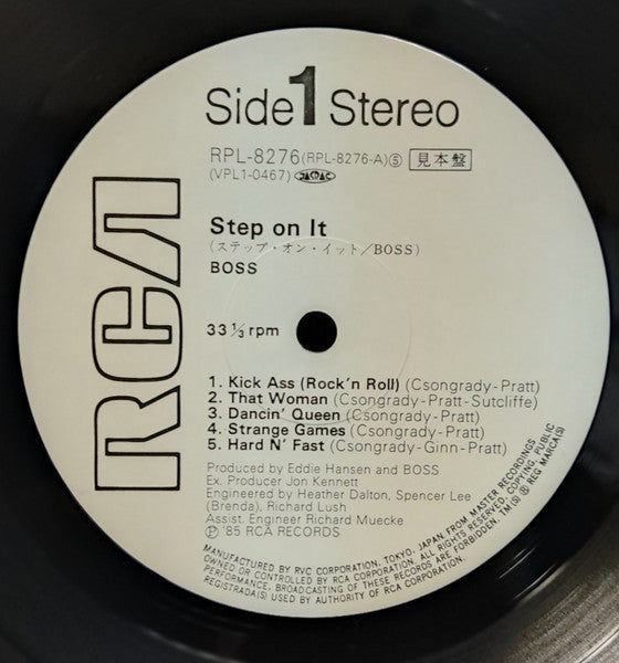 Boss (9) - Step On It (Vinyl, LP, Album, Promo) Very Good Plus (VG+) / Good Plus (G+)