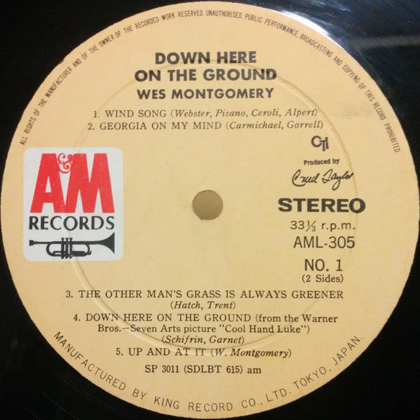 Wes Montgomery - Down Here On The Ground (Vinyl, LP, Album)