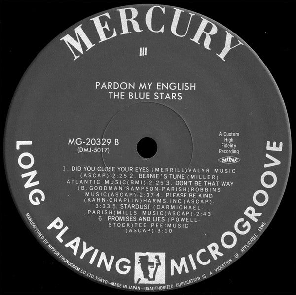 Les Blue Stars - Pardon My English (Vinyl, LP, Album, Limited Edition, Reissue, Mono) Very Good Plus (VG+) / Very Good Plus (VG+)