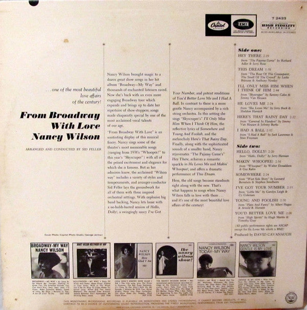 Nancy Wilson - From Broadway With Love (Vinyl, LP, Album, Mono) Very Good (VG) / Very Good (VG)