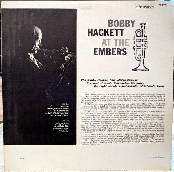 The Bobby Hackett Quartet - Bobby Hackett At The Embers (Vinyl, LP, Mono) Very Good (VG) / Good Plus (G+)