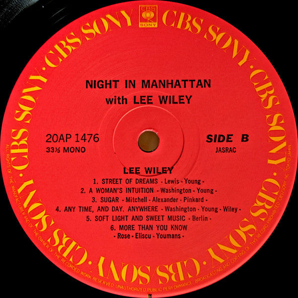 Lee Wiley - Night In Manhattan (Vinyl, LP, Album, Reissue, Mono)