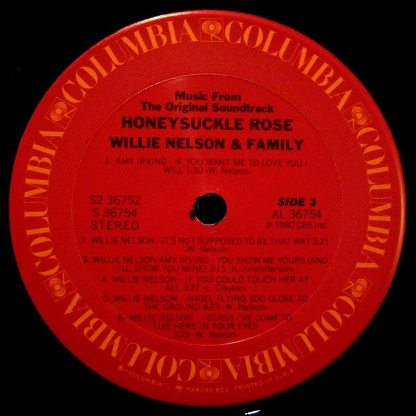 Willie Nelson & Family - Honeysuckle Rose (Music From The Original Soundtrack) (2xVinyl, LP, Album) Very Good (VG) / Very Good (VG)