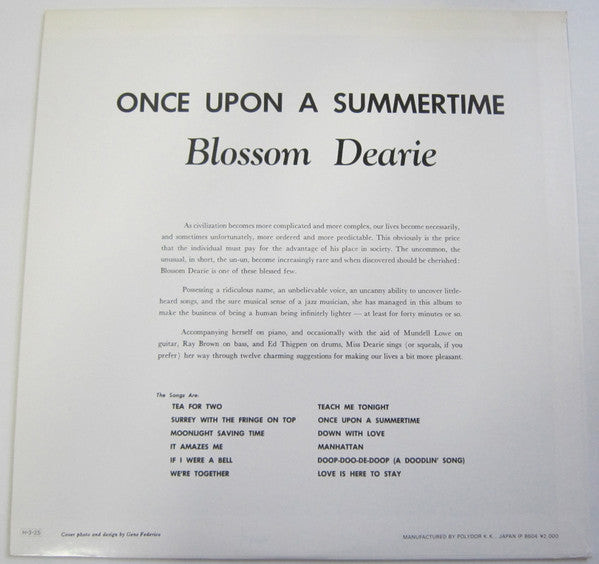 Blossom Dearie - Once Upon A Summertime (Vinyl, LP, Album, Reissue, Stereo) Near Mint (NM or M-) / Very Good (VG)