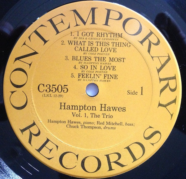 Hampton Hawes Trio - Hampton Hawes Trio, Vol. 1 (Vinyl, LP, Album, Reissue, Mono) Very Good (VG) / Very Good Plus (VG+)