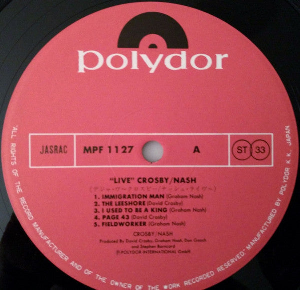 Crosby & Nash - Live (Vinyl, LP, Album)