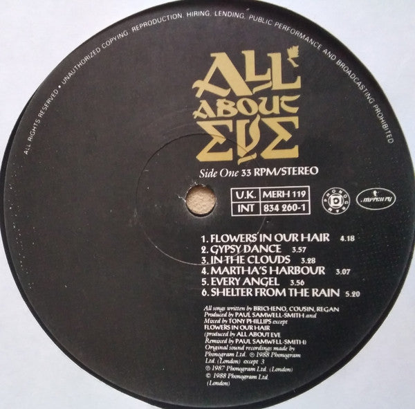 All About Eve - All About Eve (Vinyl, LP, Album) Near Mint (NM or M-) / Very Good Plus (VG+)
