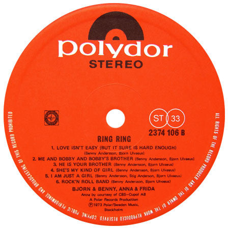 Björn & Benny, Agnetha & Anni-Frid - Ring Ring (Vinyl, LP, Album, Stereo) Very Good (VG) / Good Plus (G+)