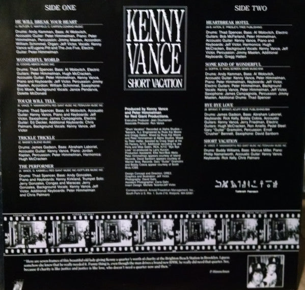 Kenny Vance - Short Vacation (Vinyl, LP, Album) Very Good Plus (VG+) / Very Good (VG)