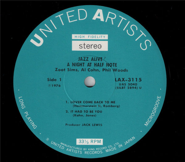Zoot Sims - Jazz Alive! A Night At The Half Note (Vinyl, LP, Album,...
