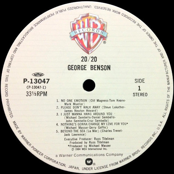 George Benson - 20/20 (Vinyl, LP, Album, Stereo)