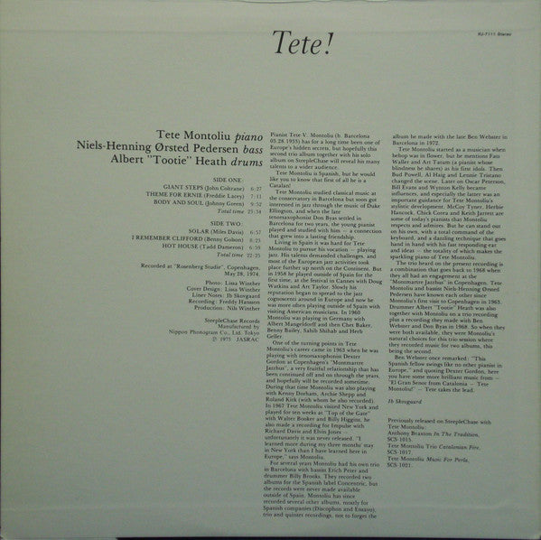 Tete Montoliu Trio - Tete! (Vinyl, LP, Album, Stereo) Very Good (VG) / Good Plus (G+)