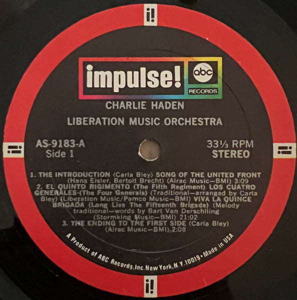 Charlie Haden - Liberation Music Orchestra (Vinyl, LP, Album, Stereo) Good Plus (G+) / Very Good (VG)