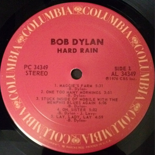 Bob Dylan - Hard Rain (Vinyl, LP, Album) Very Good (VG) / Good Plus (G+)