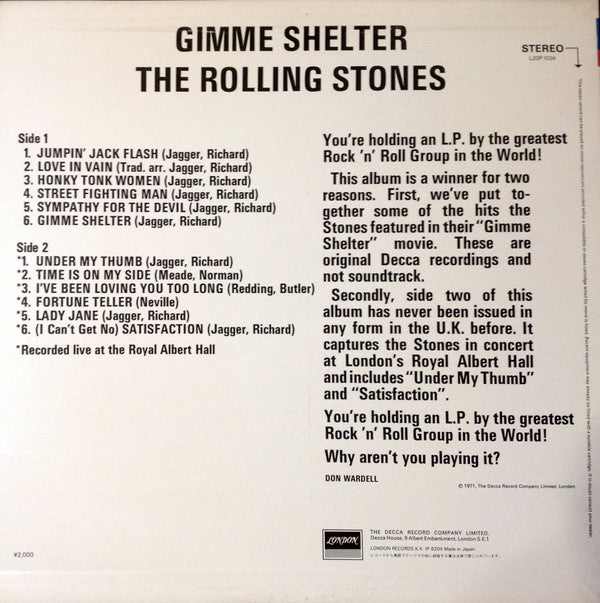 The Rolling Stones - Gimme Shelter (Vinyl, LP, Compilation, Reissue) Near Mint (NM or M-) / Very Good (VG)