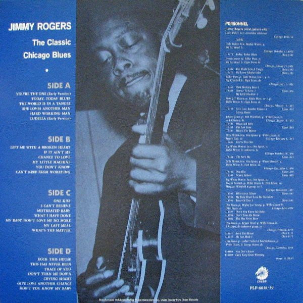 Jimmy Rogers - The Classic Chicago Blues (2xVinyl, LP, Compilation, Mono) Very Good Plus (VG+) / Very Good (VG)