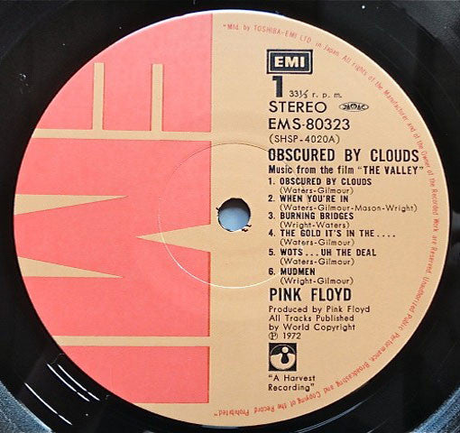 Pink Floyd - Obscured By Clouds = 雲の影 (Vinyl, LP, Album, Reissue) Very Good Plus (VG+) / Very Good (VG)