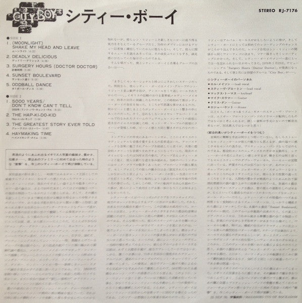 City Boy - City Boy = シティー･ボイ (Vinyl, LP, Album) Very Good (VG) / Very Good (VG)
