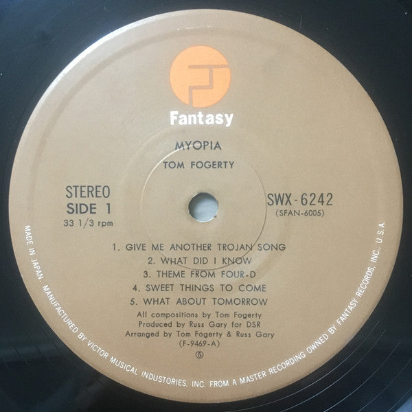 Tom Fogerty - Myopia (Vinyl, LP, Album) Very Good (VG) / Good Plus (G+)