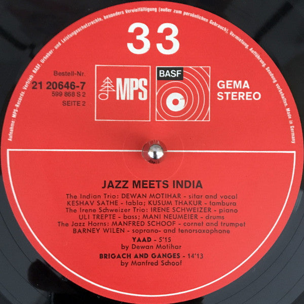 Dewan Motihar Trio - Jazz Meets India (Vinyl, LP, Album, Reissue) Very Good (VG) / Very Good (VG)