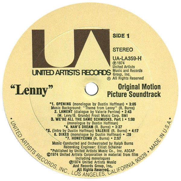 Dustin Hoffman - Lenny (Original Motion Picture Soundtrack) (Vinyl, LP) Good Plus (G+) / Very Good (VG)