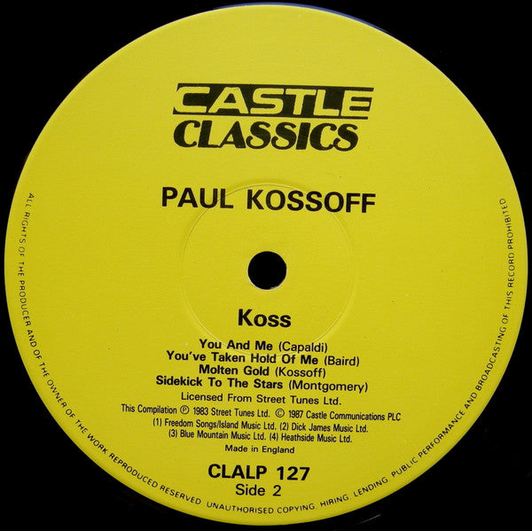 Paul Kossoff - Koss (2xVinyl, LP, Compilation, Reissue) Very Good Plus (VG+) / Very Good Plus (VG+)