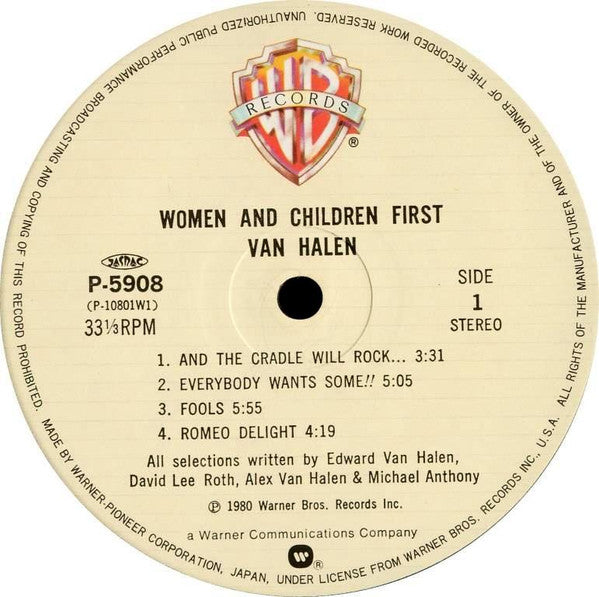 Van Halen - Women And Children First (Vinyl, LP, Album, Reissue) Very Good (VG) / Very Good (VG)