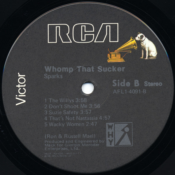 Sparks - Whomp That Sucker (Vinyl, LP, Album, Stereo) Very Good Plus (VG+) / Very Good (VG)