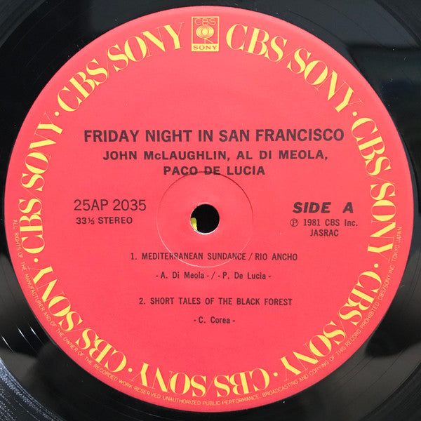 Al Di Meola - Friday Night In San Francisco (Vinyl, LP, Album) Very Good Plus (VG+) / Very Good Plus (VG+)