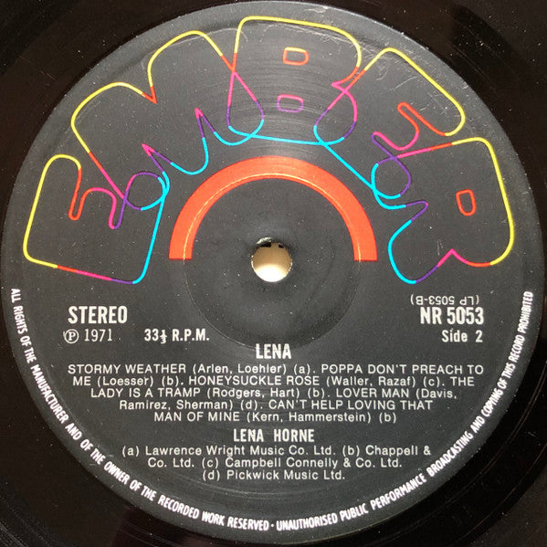 Lena Horne - Lena (Vinyl, LP, Stereo) Very Good (VG) / Very Good (VG)