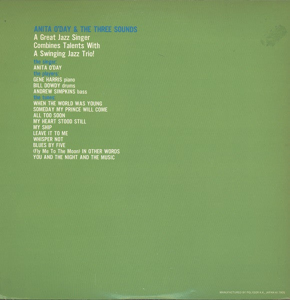Anita O'Day - Anita O'Day & The Three Sounds (Vinyl, LP, Album, Reissue, Stereo) Very Good Plus (VG+) / Very Good (VG)