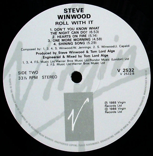 Steve Winwood - Roll With It (Vinyl, LP, Album, Stereo) Very Good Plus (VG+) / Very Good Plus (VG+)