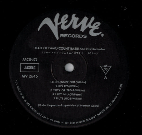 Count Basie - Hall Of Fame (Vinyl, LP, Album, Mono) Very Good Plus (VG+) / Very Good Plus (VG+)