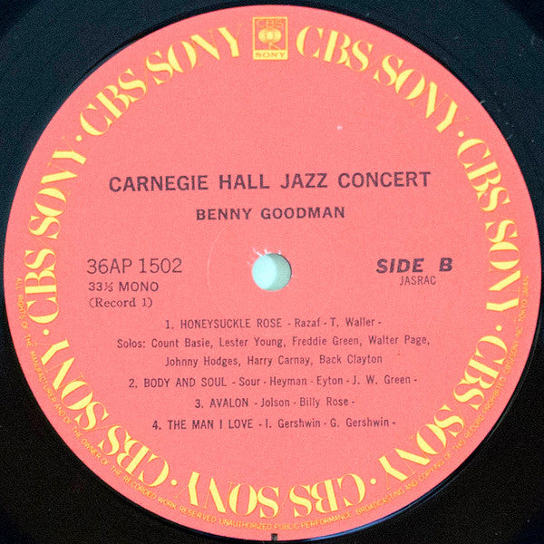 Benny Goodman - The Famous 1938 Carnegie Hall Jazz Concert (Vinyl, ...