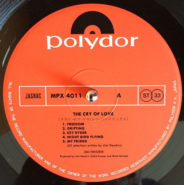 Jimi Hendrix - The Cry Of Love (Vinyl, LP, Album, Reissue) Very Good Plus (VG+) / Very Good (VG)