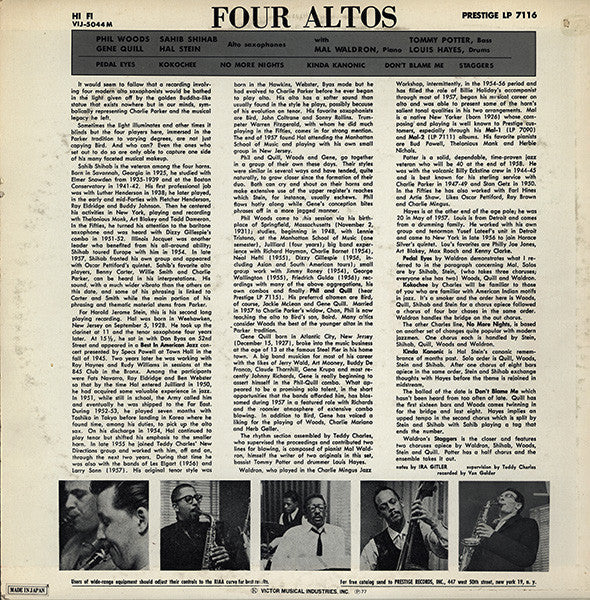 Phil Woods - Four Altos (Vinyl, LP, Album, Mono, Reissue) Near Mint (NM or M-) / Near Mint (NM or M-)