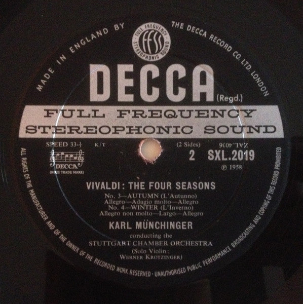 Antonio Vivaldi - The Four Seasons (Vinyl, LP, Reissue, Repress, Stereo) Very Good (VG) / Good Plus (G+)