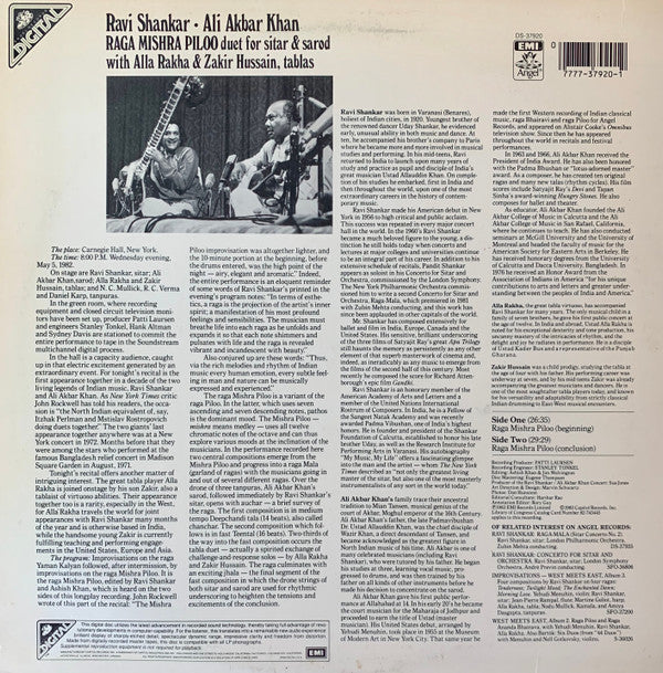 Ravi Shankar - Raga Mishra Piloo (Duet For Sitar & Sarod) (Vinyl, LP, Album, Stereo) Very Good (VG) / Very Good (VG)