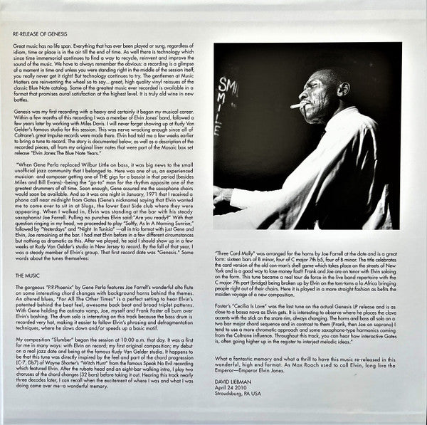 Elvin Jones - Genesis (2xVinyl, 12", 45 RPM, Album, Limited Edition, Numbered, Reissue, Remastered, Stereo) Very Good Plus (VG+) / Very Good Plus (VG+)